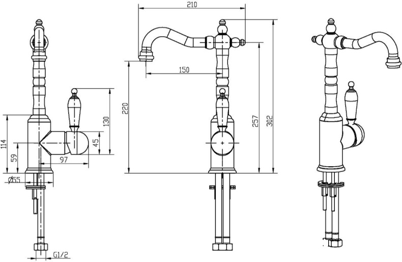 Смеситель Boheme Tradizionale Oro 282 для раковины - 1