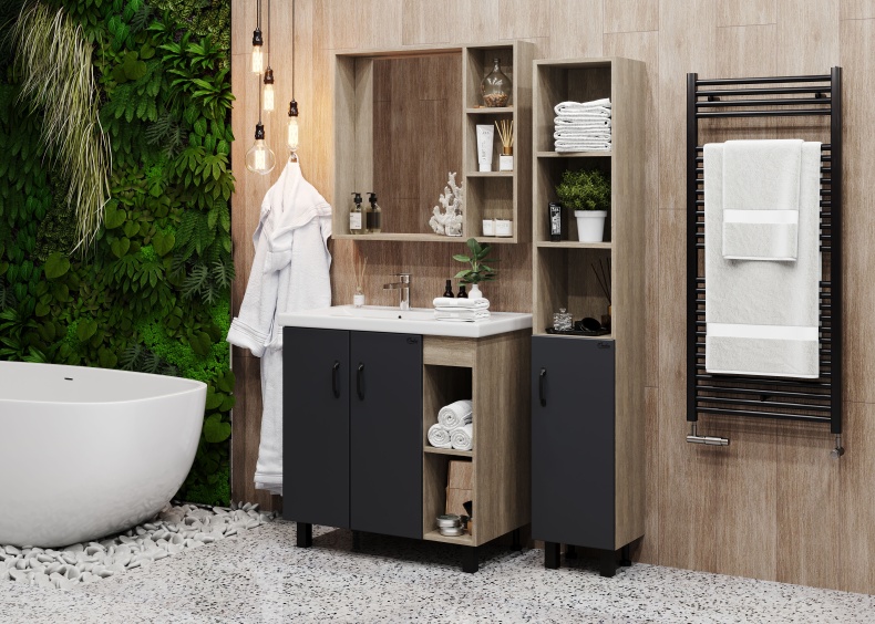 Зеркало Onika Тимбер 80 светлое дерево, с полкой 208091 - 7