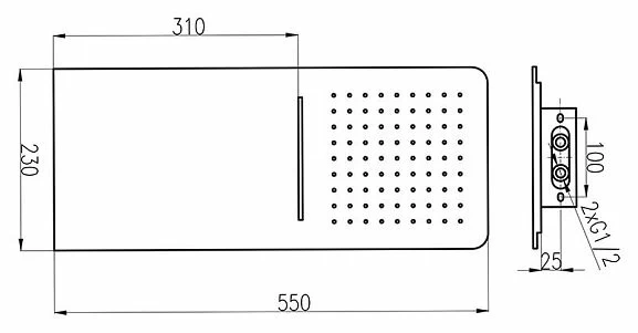Верхний душ Rav Slezak 23х55 хром KS0010 - 2