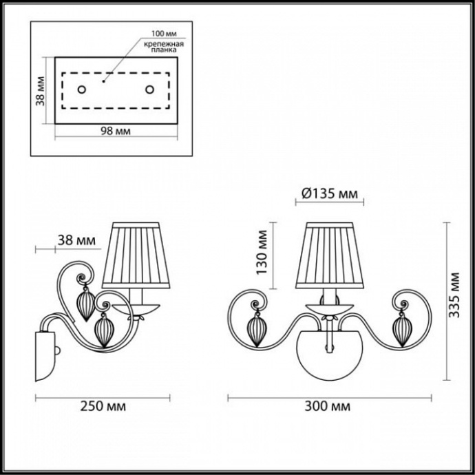 Бра Odeon Light Classic Niagara 3921/1W - 4
