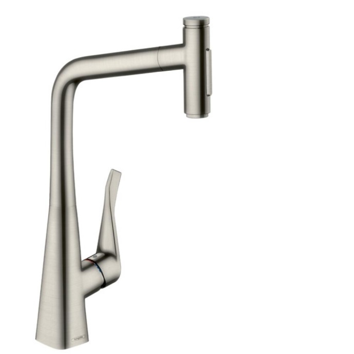 Кухонный смеситель hansgrohe Metris Select M71, 320, с вытяжным душем, 2jet, sBox, 73816800, под сталь - 0