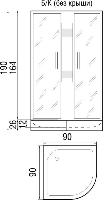 Душевая кабина с поддоном River Amur Б/К 90/24 MT  10000001287 - 1