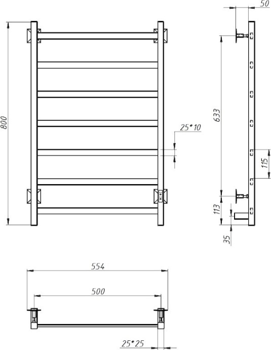 Полотенцесушитель электрический Тругор Пэк 20 80x50 Пэк20кв/8050 - 3