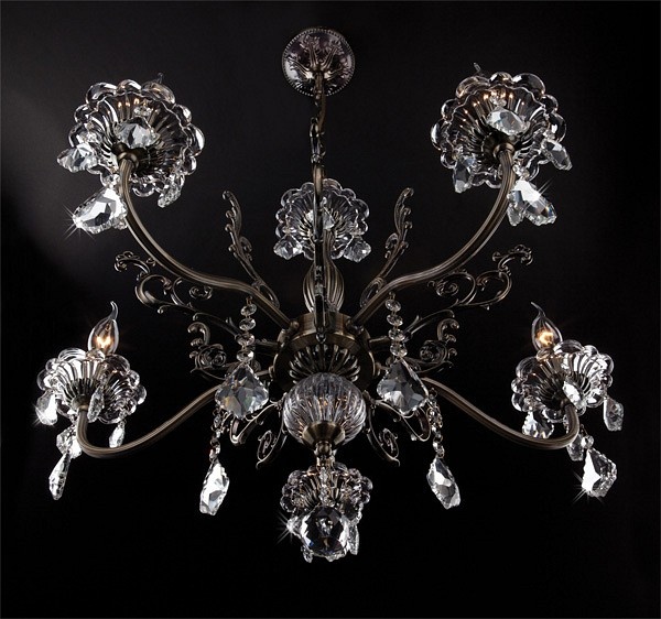 Подвесная люстра Eurosvet Elisha 3281/5 античная бронза/прозрачный хрусталь Strotskis - 2