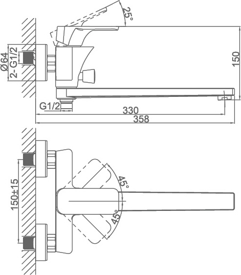 Смеситель для ванны D&K  хром, черный  DA1433315 - 3