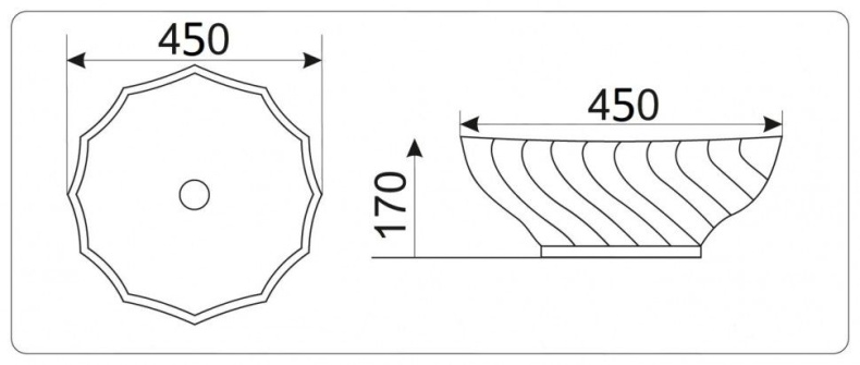 Раковина накладная CeramaLux N 45 см белый  9073 - 8