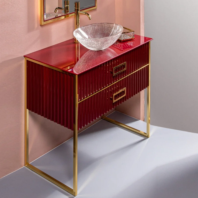 Тумба под раковину чашу Boheme Armadi Art Monaco 100 бордо глянец - золото 867-100-RG - 0