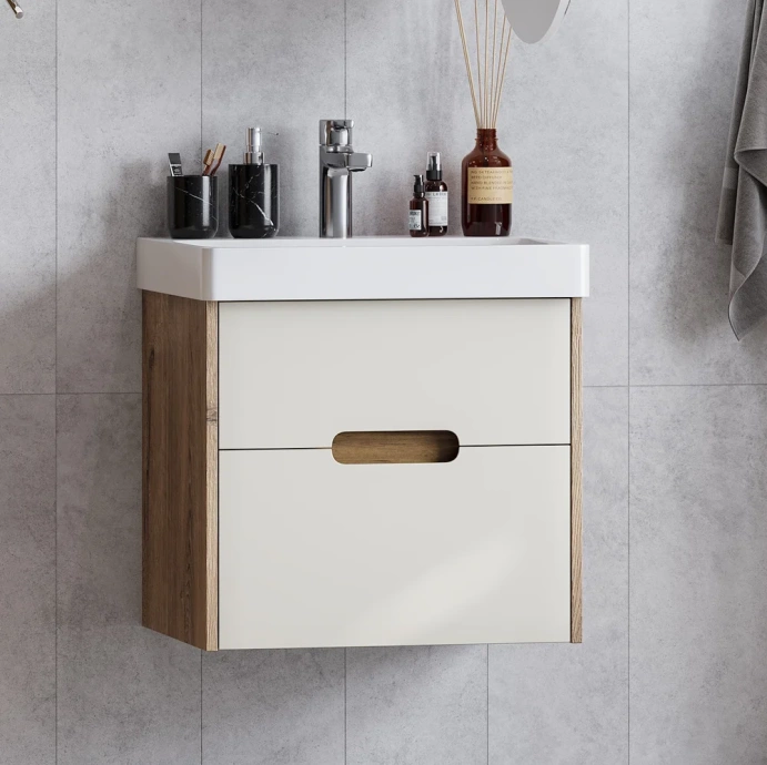 Тумба с раковиной Aquaton Оливия 55 светлое дерево-бежевый 1A2542K0OLVG0 - 3