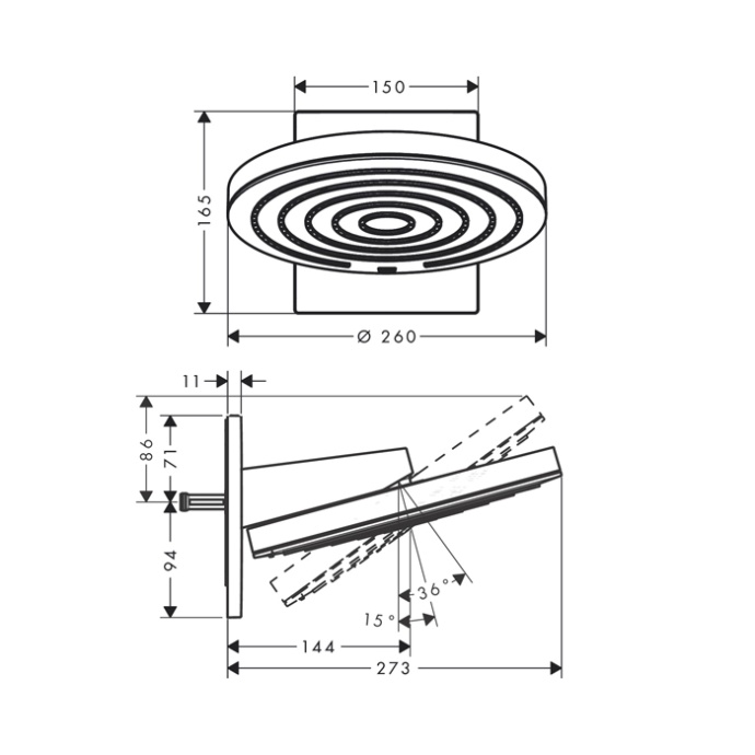 Верхний душ Hansgrohe Pulsify 260 2jet белый матовый 24150700 - 1