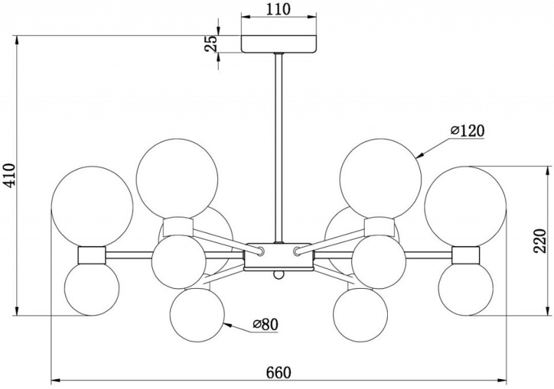 Люстра на штанге Freya Bony FR5394CL-12BS - 1