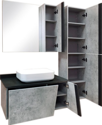 Зеркало-шкаф Comforty Эдинбург 90 бетон светлый 00004147981 - 2