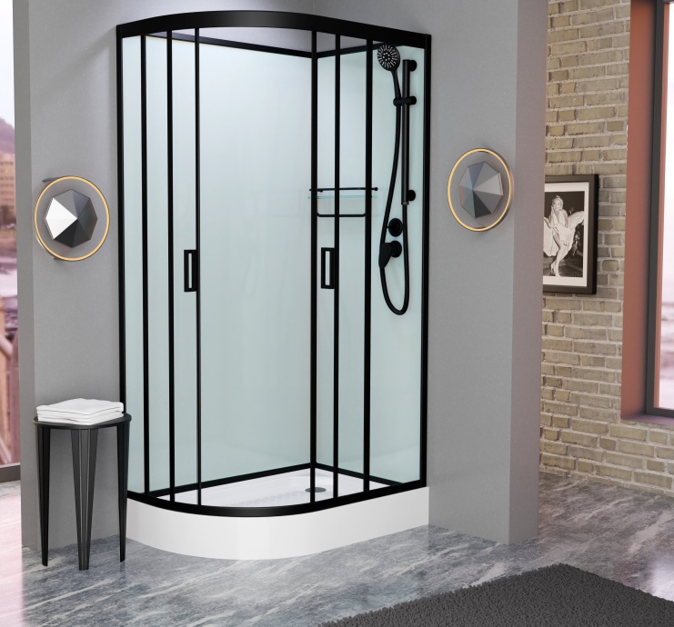 Душевая кабина Frank F411R Black правосторонняя б/к Без крыши 114005 - 0