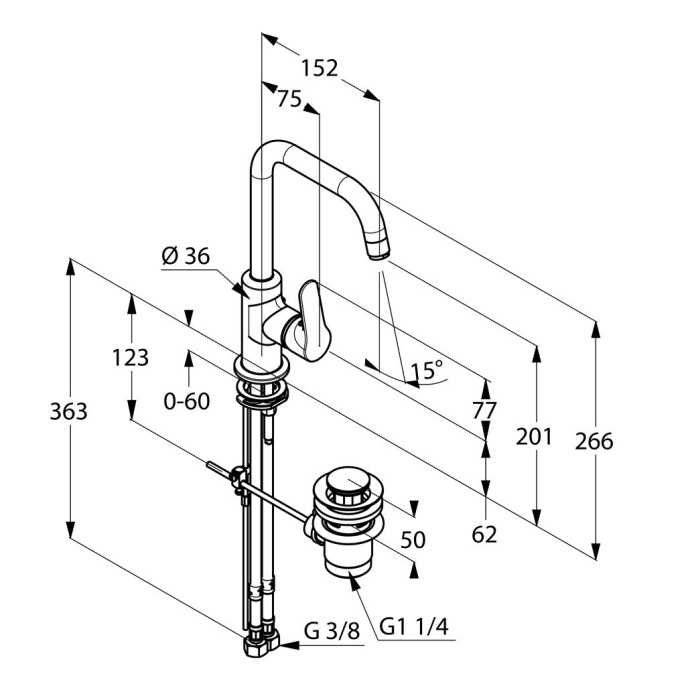 Смеситель для раковины Kludi  хром  320230575 - 2