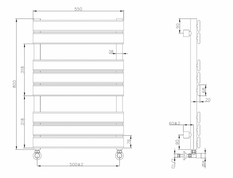 Полотенцесушитель водяной Boheme Venturo хром 720-CR - 2