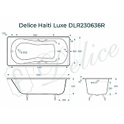 Чугунная ванна Delice Haiti Luxe 150x80 DLR230636R с отверстиями под ручки без антискользящего покрытия - 1
