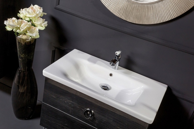 Тумба под раковину Armadi Art NeoArt 80 раковина моноблок темное дерево 830-080-BW - 6