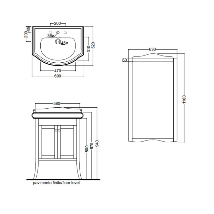 Тумба под раковину Kerasan Retro  735140 - 1
