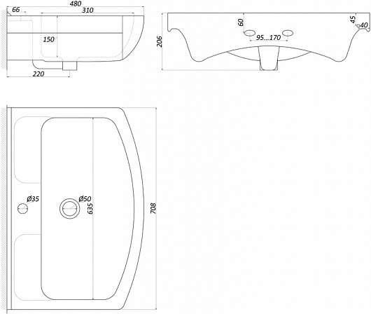 Мебельная раковина Misty Изео 70 белая 2050016700119 - 2