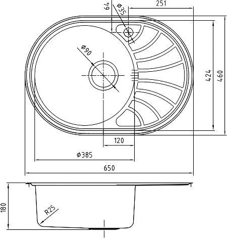 Мойка, нержавеющая сталь, шелк, чаша слева, 650*460, Suno S, IDDIS, SUN65SLi77 - 1