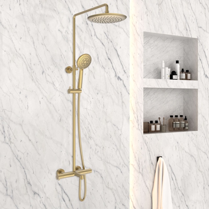 Душевая стойка Vincea Desire термостатическая золото VSFS-1D1TBG - 1