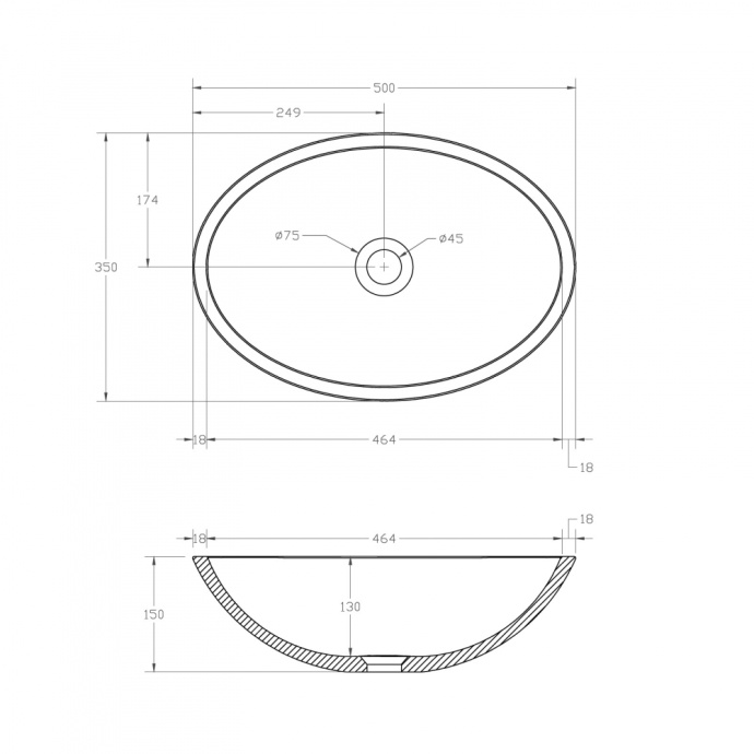 Раковина накладная ABBER Kristall 50 черный  AT2802Onyx - 2