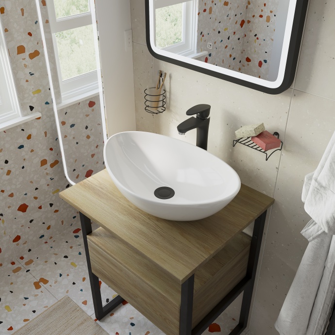 Мебель для ванной DIWO Элиста 60 светлое дерево, столешница светлое дерево с раковиной Moduo 55 Leaf 567961 - 2