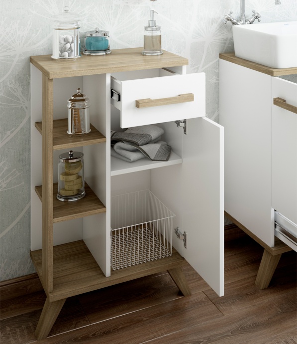 Тумба Sanflor Ингрид 50 швейцарский вяз, белая C03690 - 2