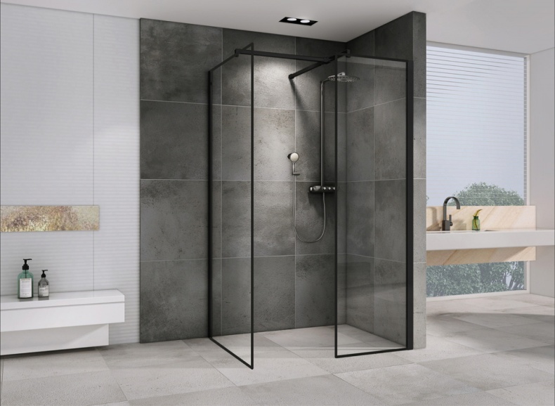Душевая перегородка ABBER Immer Offen 90 профиль черный  AG67129B - 1