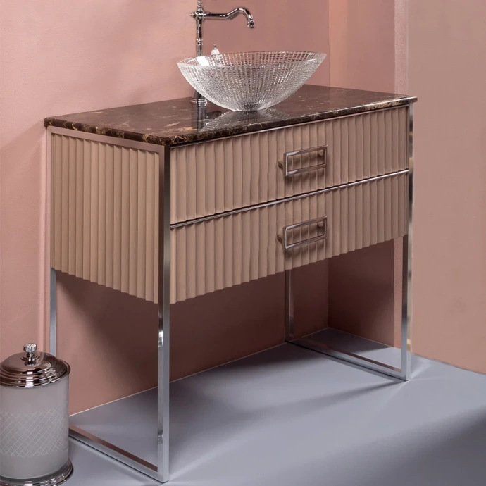 Тумба под раковину чашу Boheme Armadi Art Monaco 100 бежевый глянец - хром 867-100-CPCR - 0