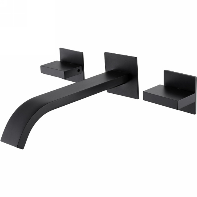 Смеситель для раковины встраиваемый Abber Wasserfall черный матовый AF8612B - 0