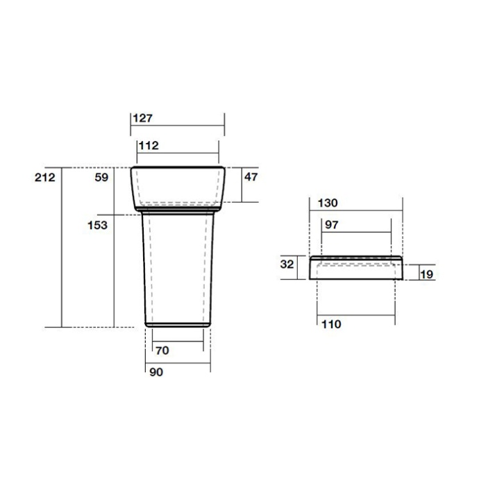 KERASAN Retro Керамический отвод для слива в стену,  с декоративным кольцом,(без резиновых манжет), цвет белый 754801 - 1