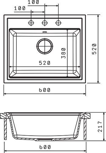 Мойка кухонная Florentina Липси 600 жасмин 20.120.D0600.201 - 1
