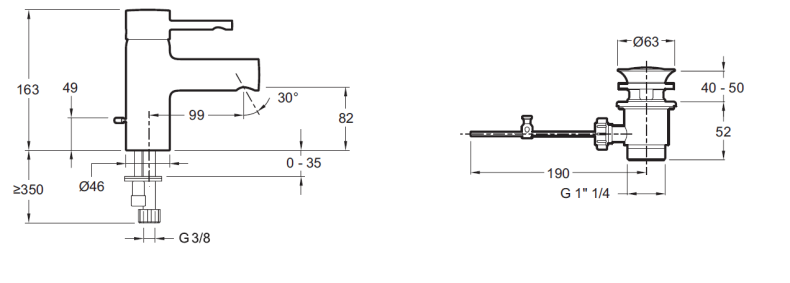 Смеситель Jacob Delafon Cuff E37041-CP для раковины - 1