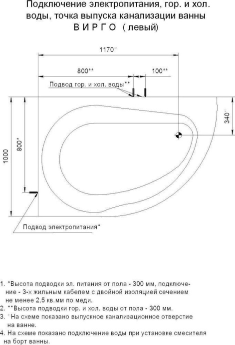 Акриловая ванна Aquatek Вирго L, с фронтальным экраном VIR150-0000038 - 1