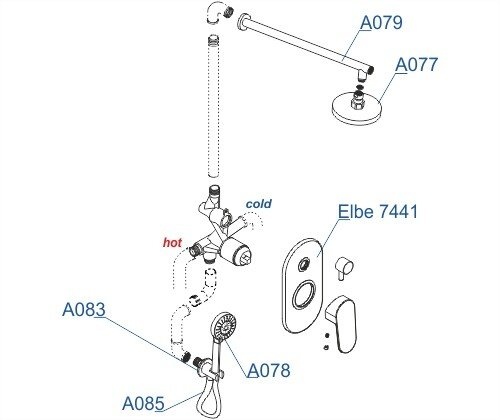 A16777 Встраиваемый комплект для душа с верхней душевой насадкой и лейкой - 4
