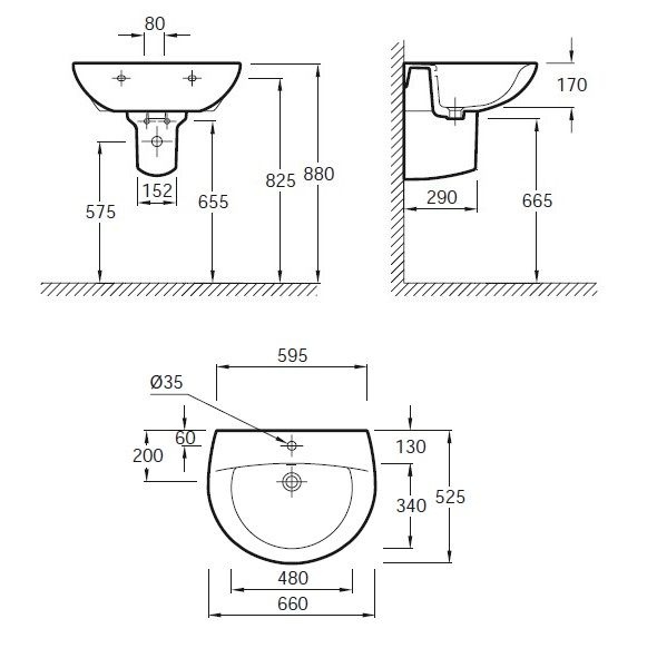 Раковина Jacob Delafon Patio E1998G 66 см E1998G-00 - 1