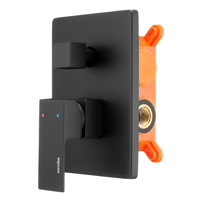 Swedbe Platta Смеситель встраиваемый подключение на 2 выхода в монтажном боксе, цвет: черный 5519B - 3