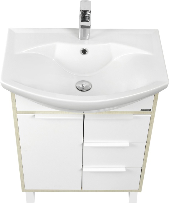 Тумба с раковиной Aquaton Рико 65 белый-светлое дерево 1A2133K1RIB90 - 1