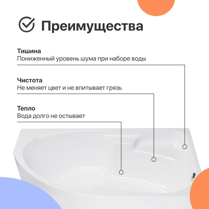 Акриловая ванна DIWO Сочи 170x95 R с каркасом 568020 - 4