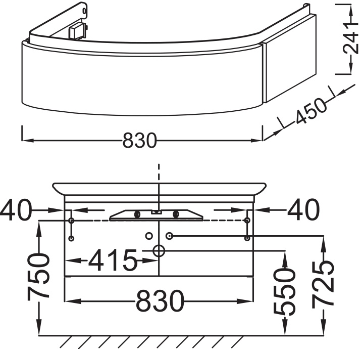 Тумба с раковиной Jacob Delafon Presquile 100 серый титан, 1 ящик - 4