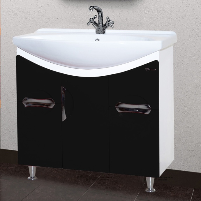Тумба с раковиной Bellezza Лагуна 85 черная - 0