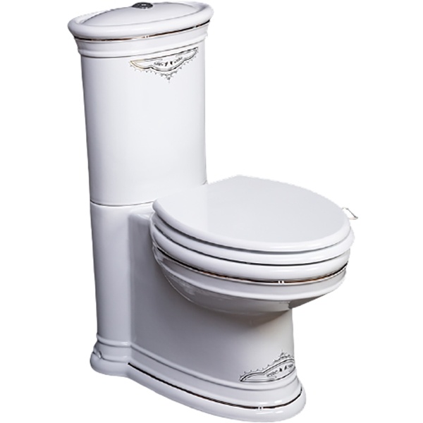 Чаша для напольного унитаза Boheme Puro белый с узором хром с бачком без сиденья 959-CR - 0