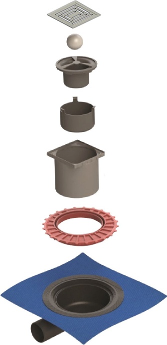 Душевой трап Berges Wasserhaus Zentrum Uno 15x15 см 090372 - 3