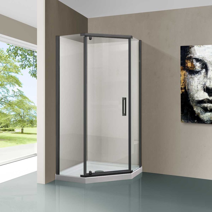Душевой уголок Vincea Stresa 100х100 вороненая сталь стекло прозрачное VSP-1S100CLGM - 0