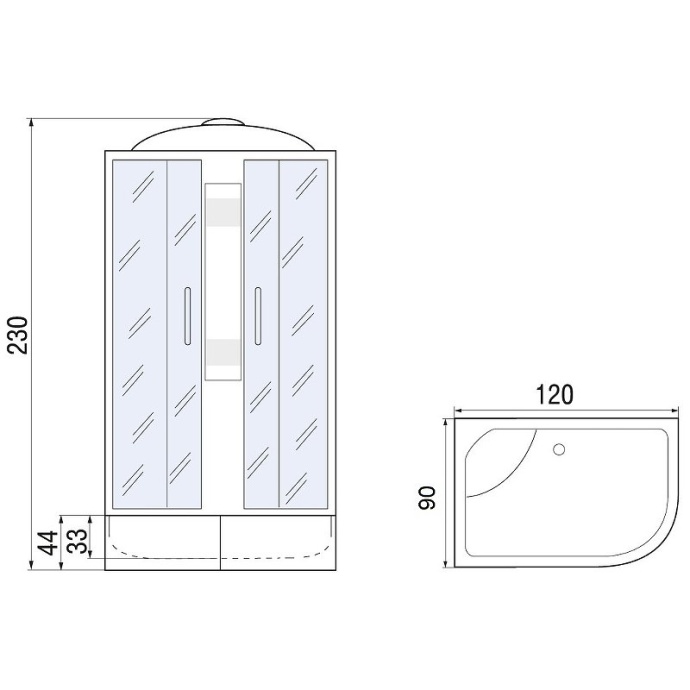 Душевая кабина с поддоном River Nara XL 120/90/44 MT L  10000006207 - 4