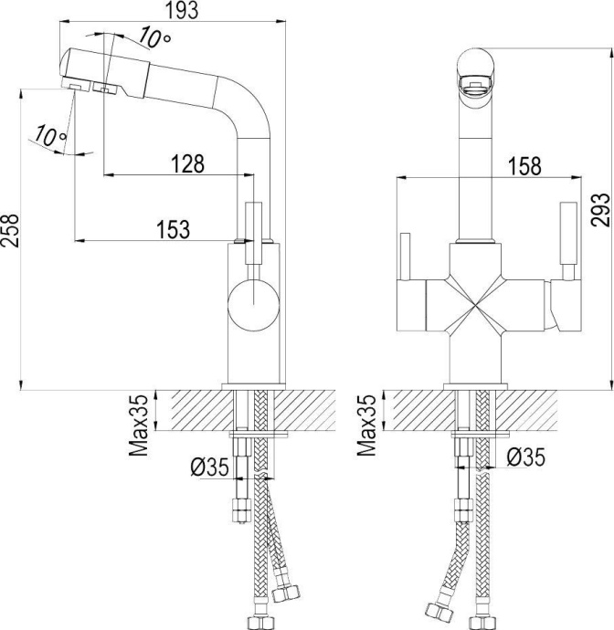 Смеситель для кухонной мойки Rossinka  хром  Z35-31 - 1