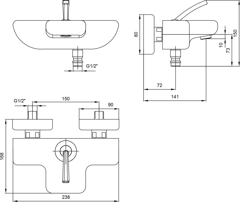 Смеситель E.C.A. Novita 104502447 для ванны с душем - 1