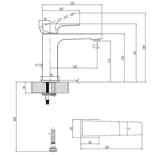 Смеситель для раковины Villeroy & Boch Architectura Square черный, матовый  TVW125001000K5 - 4