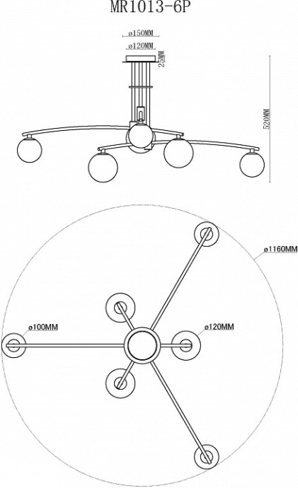Люстра на штанге MyFar Stacy MR1013-6P - 1