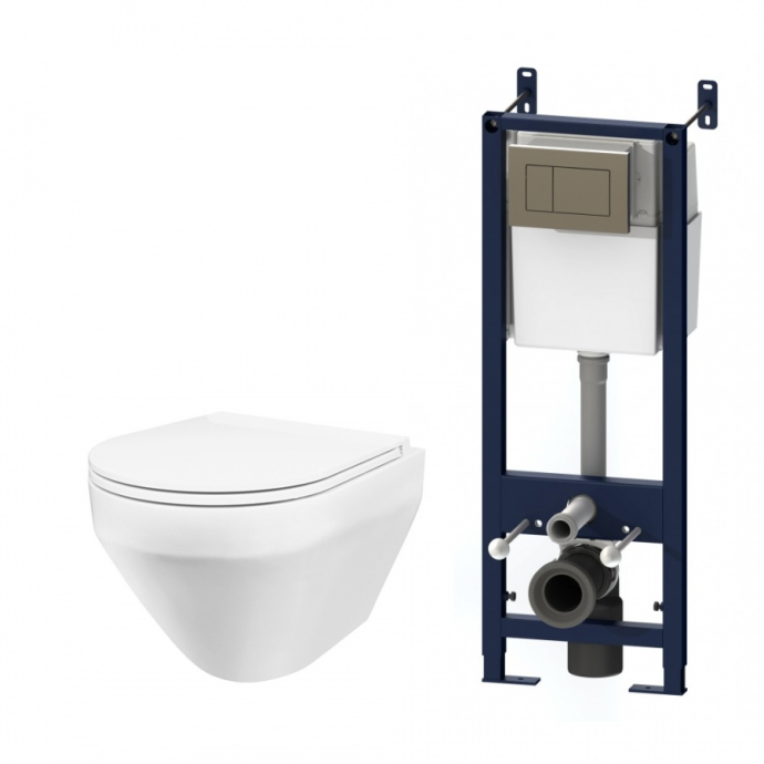 IS3701700 Комплект инсталляция с клав глянц хром с подвесным унитазом Spirit FlashClean с сид м/лифт - 0